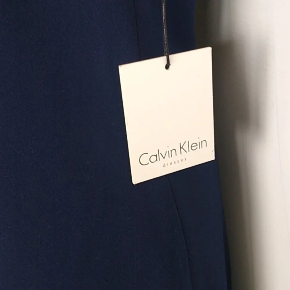 Calvin Klein Womens Maxi Dress Navy Blue Sleeveless Halter size 12 New With Tags - Picture 4 of 15